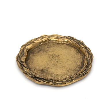 Vintage German Brass Plate with Wave Texture