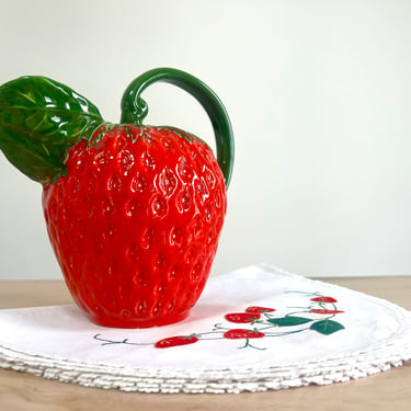 Vintage Ancora Strawberry Pitcher, Made in Italy #9505 