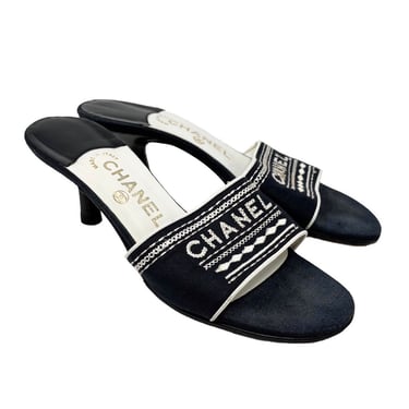 Chanel Black Logo Kitten Heels