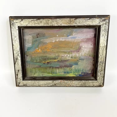 Vintage 60s Abstract Framed Painting Modern Art Wall Hanging Mid Century MCM
