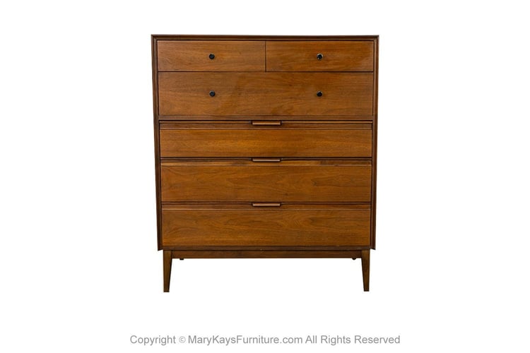 Mid-Century American of Martinsville High Boy Walnut Dresser Chest 