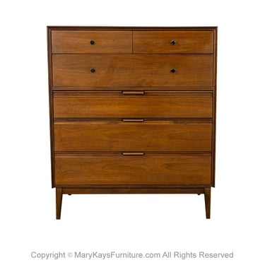 Mid-Century American of Martinsville High Boy Walnut Dresser Chest 