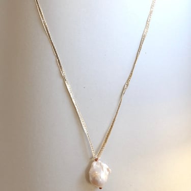 River Song | Baroque Pearl on Ribbon Necklace