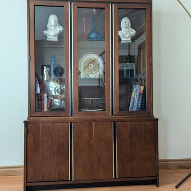 MCM Walnut & Chrome Credenza & China Display