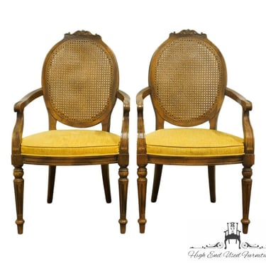 Set of 2 CENTURY FURNITURE Italian Neoclassical Tuscan Style Cane Back Dining Arm Chairs 