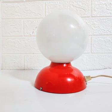 Vintage Modernist Table Lamp / Old Orange Plastic Base Lamp / Vintage Small Bedside Lamp / Retro Desk Lamp/ Mid Century Modern Lighting/ 70s 