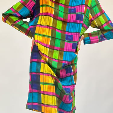 Multicolor Silk Plaid Dress (M)