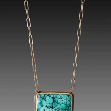 Ananda Khalsa | Rectangle Turquoise, 22k + Diamond Necklace