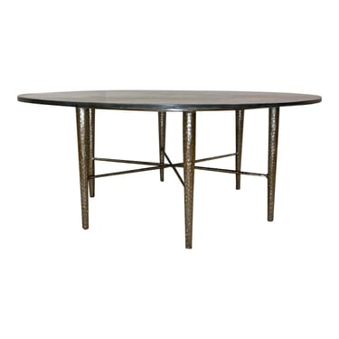 Studio a Home Modern Hammered Metal and Black Stone Cocktail Table