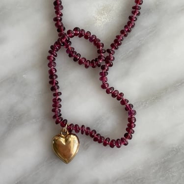 Petite Garnet Strand with 9k heart