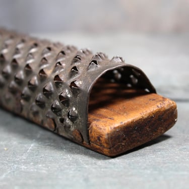 Antique Hand Held Grater | Wood and Steel Kitchen Tool | Cheese Grater | Rasp | Fish Scaler | Rustic Kitchen | Bixley Shop 