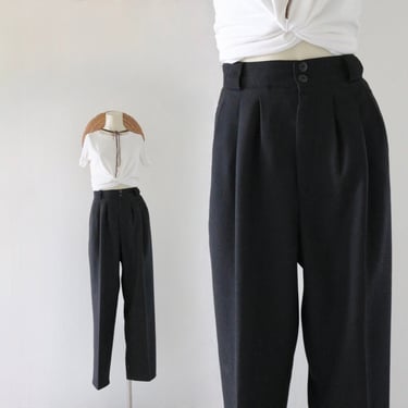 high waist black wool trousers - 27 