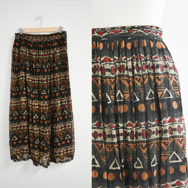 1980s/90s Printed Chiffon Maxi Skirt 