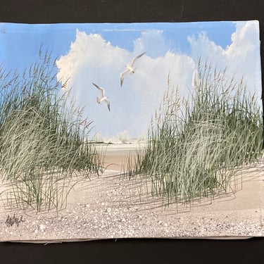 Original Rex Duggar Seascape Sand Dunes Art Oil Acrylic Painting Canvas Signed 