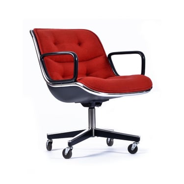 Charles Pollock for Knoll Red Chrome Black Executive Chair 