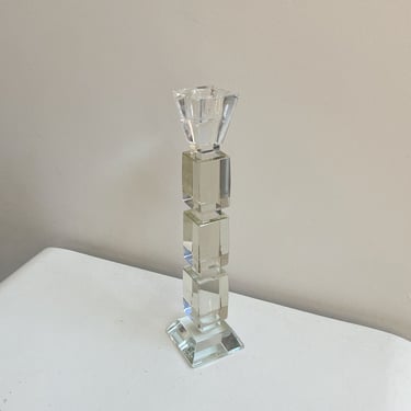 Clear Geometric Glass Candlestick