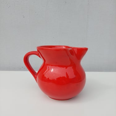 Vintage Red Glazed Pitcher, Jug / Vintage Red / Vintage Ceramic / Vintage Red Vase / Vintage Pottery / Vintage Folk Ceramic /  1960s 