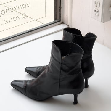 90s Leather Low Heel Boot | 9.5 