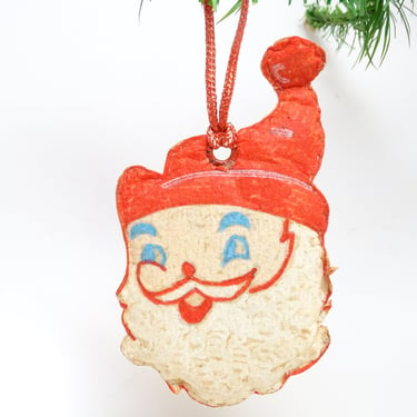 Vintage 1950's Santa Christmas Ornament, Retro MCM 