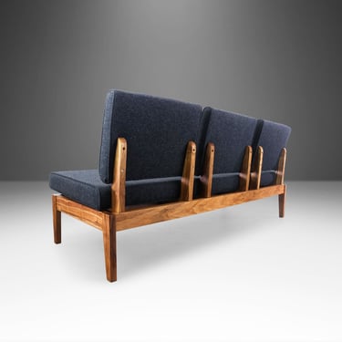 The 'Bel Riposo' Mid Century Style Three (3) Seat Bench / Sofa in Solid Walnut Styled After Jens Risom for Risoms Designs Inc., USA 