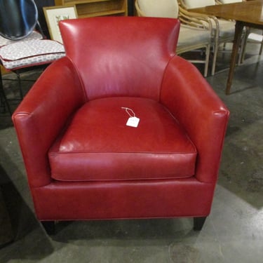 CRATE AND BARREL RED LEATHER CHAIR