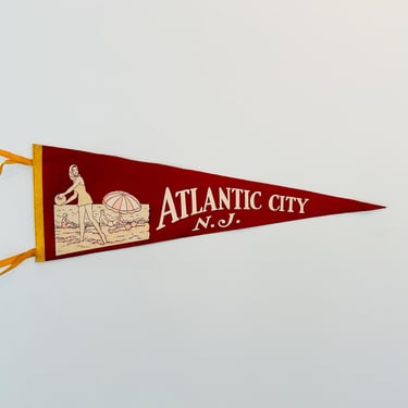 Vintage Atlantic City New Jersey Souvenir Pennant 