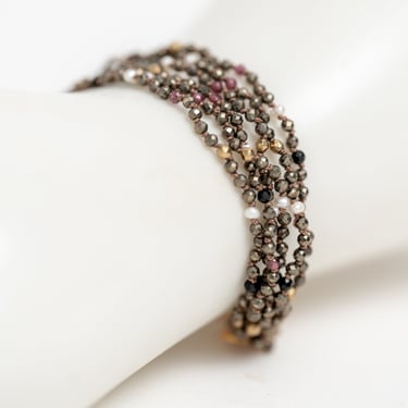 24k Gold Plated Sterling Silver, Pyrite and Mixed Semi Precious Stones Bracelet