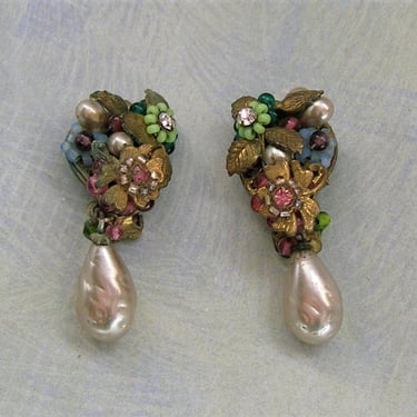 Vintage Eugene Faux Pearl Clip-On Earrings, Haskell-Like Earrings, Old Eugene Earrings, Vintage Clip-On Earrings (#3979) 