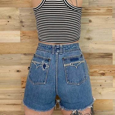 Vintage High Rise Cut Off Jean Shorts / Size 24 