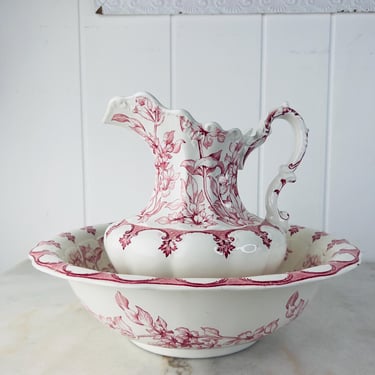 Rare! Victorian Chamber Pitcher and Bowl, by John Maddock & Sons 