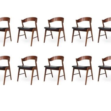 Kai Kristiansen Teak Curved Back Danish Dining Chairs