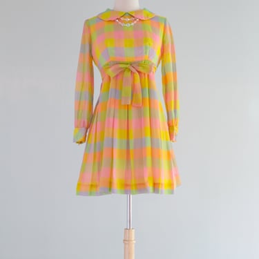 Iconic 1960's Pastel Rainbow MOD Baby Doll Mini Dress / Small