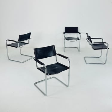 Set of 4 Bauhaus mid century Model MG5 Centro Studi chairs by Mart Stam & Marcel Breuer for Matteo Grassi, 1970s Italy 