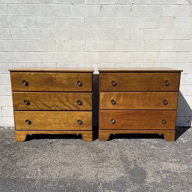 Pair of Nightstands Bachelor Chests Bedside Tables Minimalist Mid Century Modern Style Media Console Storage Gold Brass CUSTOM PAINT AVAIL 