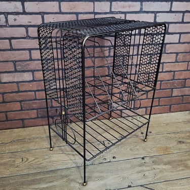 Mid Century Black 3 Tier Wire Record Rack Record Player Holder 