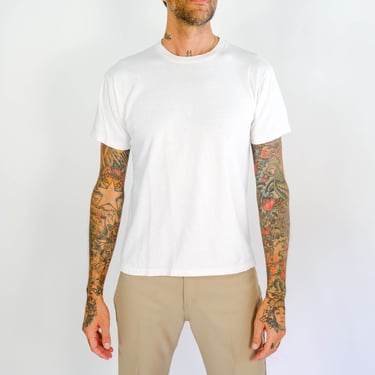 Vintage 80s Blank White Single Stitch Tee Shirt | 100% Cotton | Greaser, Rockabilly, Rocker, Mod | 1970s 1980s  Retro Unisex Blank T-Shirt 