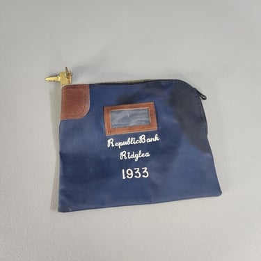 Vintage Republic Bank Ridglea Deposit Bag with Key 