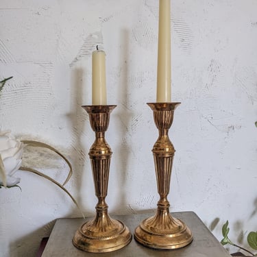 Vintage Indian Brass Candlestick Holders 