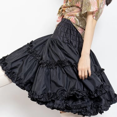 PUFFY CRINOLINE RUFFLED Under Skirt High Elastic Waist Vintage Women Petticoat Small / Medium 