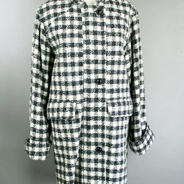 90s Black and White Check Coat by Lauren Maren - Size 6 