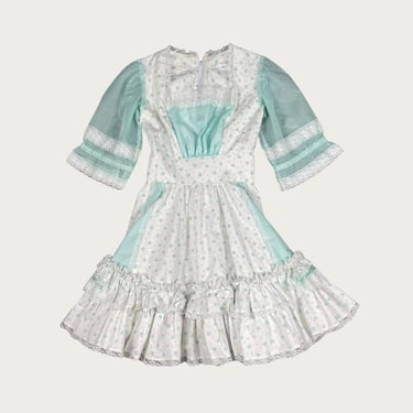 (M) Mint Green/Cream Floral Ruffle Square Dancing Dress