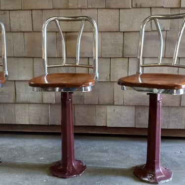1940&#39;s Woolworth Lunch Counter Swivel Stools 13.5" W x 35" H x 13" D