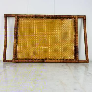 Vintage Wicker serving tray with handles, trinket tray bed tray; boho, farmhouse style, farm kitchen, 9 for sale separately, gift 