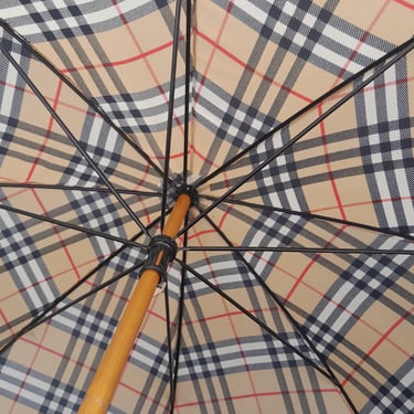 Vintage Burberry Nova check Umbrella / Wood Handle 