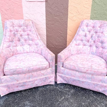 Pair of Granny Chic Floral Pink Upholstered Chairs