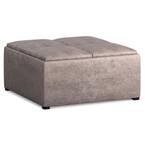 Avalon Square Storage Ottoman in Distressed Grey Taupe Vegan Leather FFW258-694