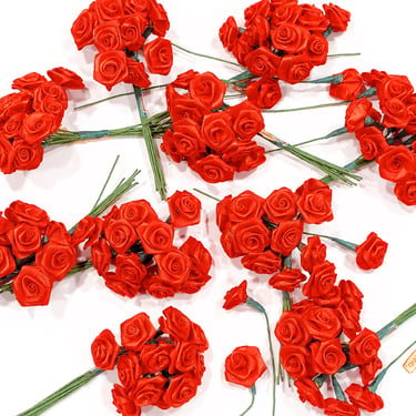 VINTAGE: 132 Small Rose Buds - Crafts Supplies - Small Rosebuds - Millinery flowers - Wedding - Frida Kahlo - SKU 16-E2-00007305 
