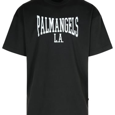 Palm Angels 'College' Black Cotton T-Shirt Man