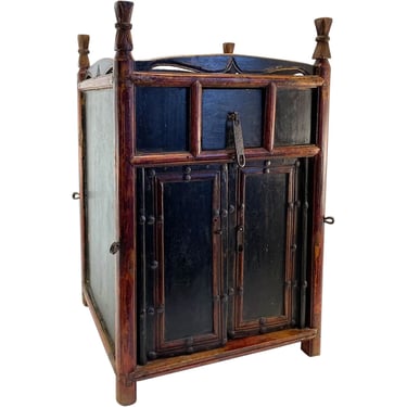 Antique Chinese Qing Lacquered Wooden Hanging / Side Cupboard 