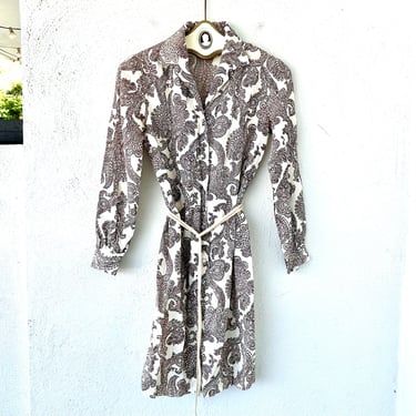 Vintage 60s 70s Boho Hippie Shirtdress 1960s 1970s Mod Paisley Collared Dress 